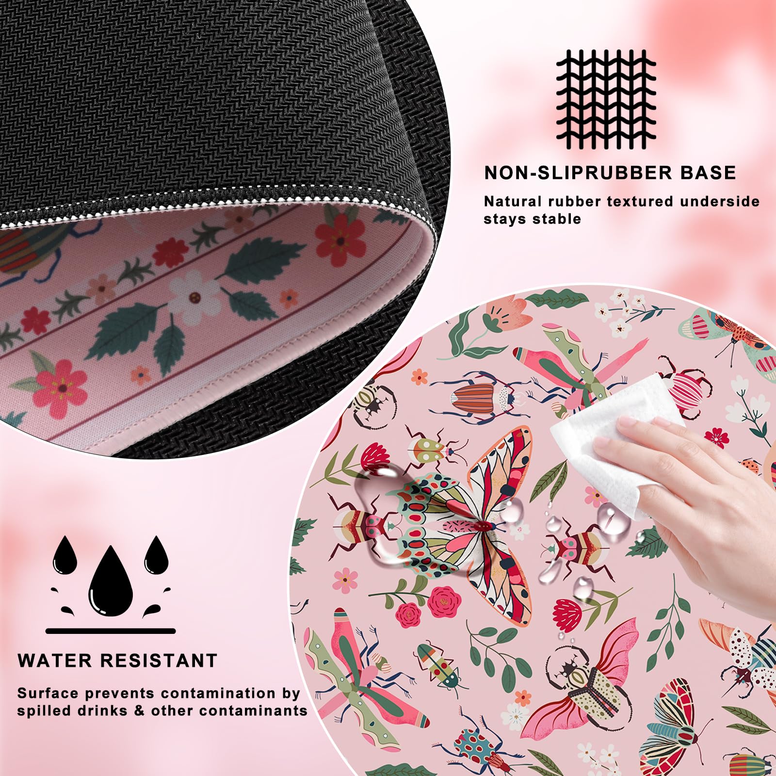 iCasso Pink Desk Pad Mat,XXL Large Mouse Pad,Desk Matt for Desktop