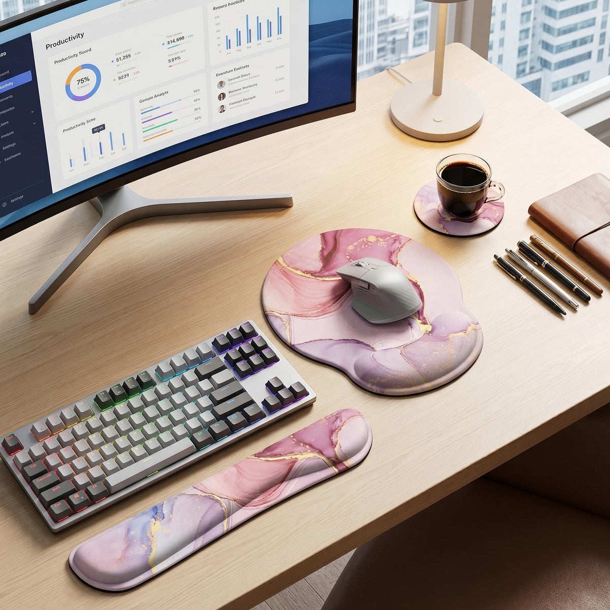 Lateefah Ergonomic Mouse Pad with Wrist Rest and Keyboard Wrist Rest Set