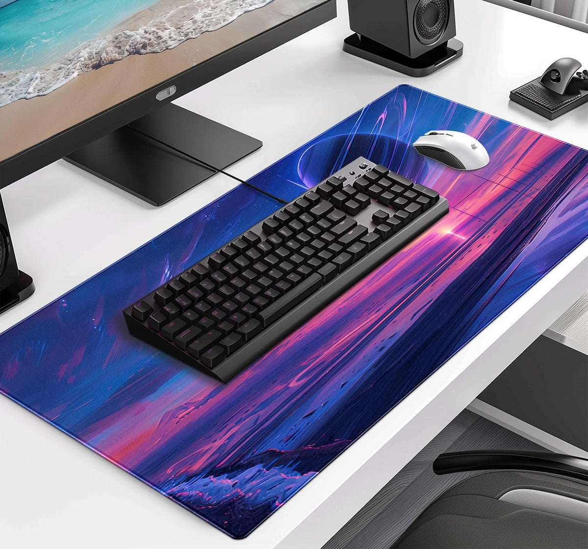 Space Landscape Computer Mouse Pad, XXL Laptop Gaming Mouse Keyboard Pad