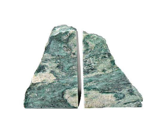 AMOYSTONE Green Mica Stone Bookends for Home Kitchen Shelf Decor