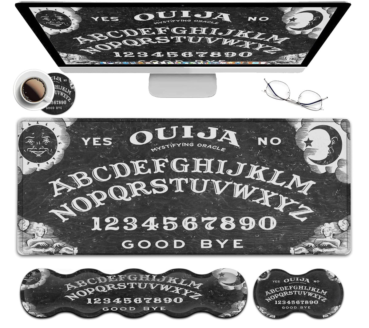 Gaming Mouse Pad XXL Large Desk Mat Ouija Board Witch Extended Mousepad Non-Slip Rubber Mice Pads