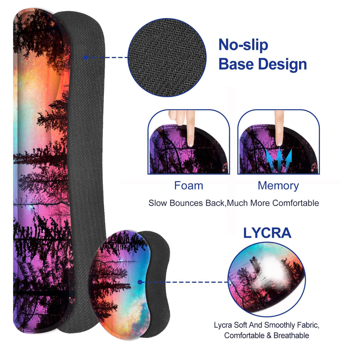 Lauspuck Keyboard Mouse Pad Set, Extended Gaming Mouse Pad +Keyboard Wrist Support +Mouse Wrist