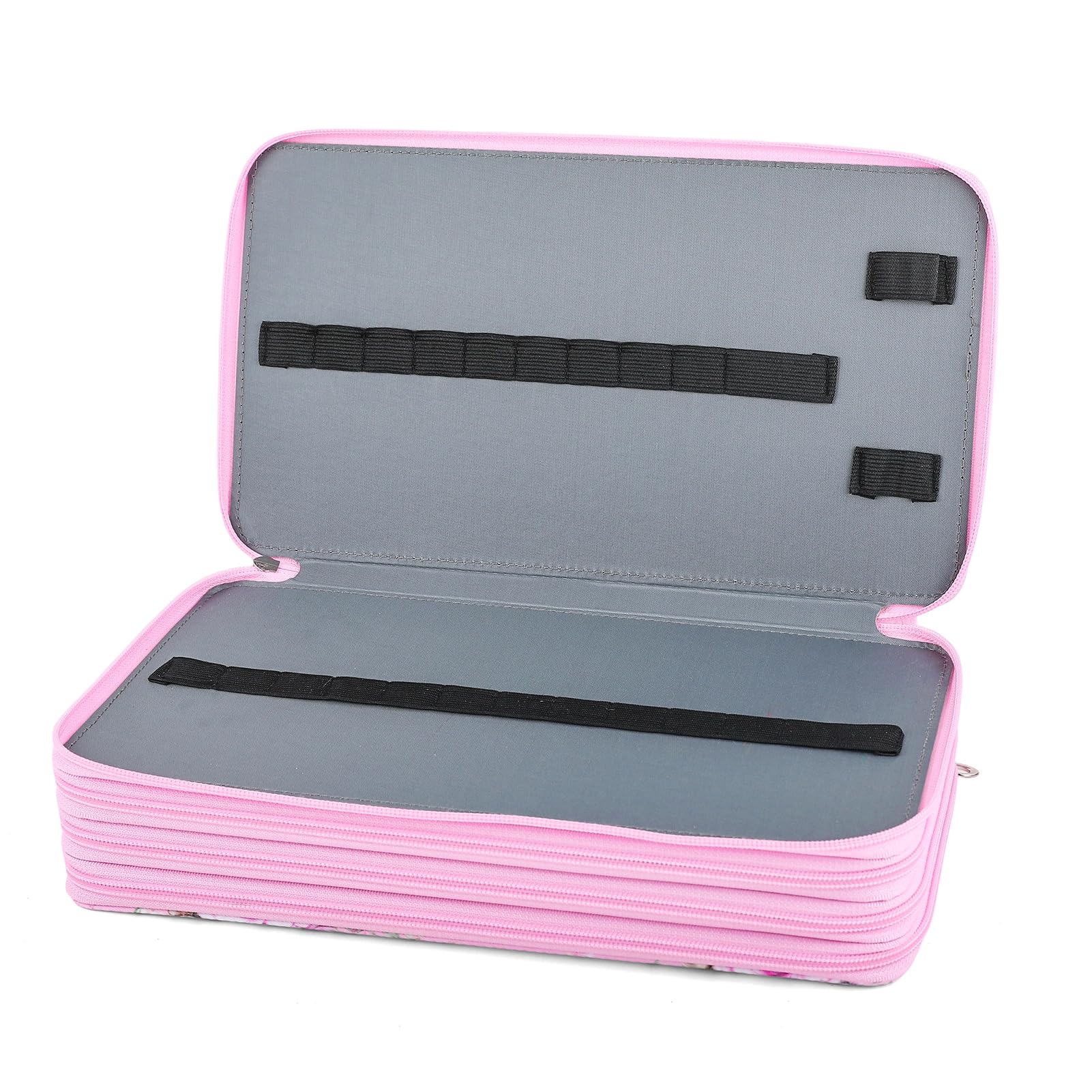 Vomgomfom 300 Slots Marker Case 4-Layer PU Leather, Handle, Pink Rose