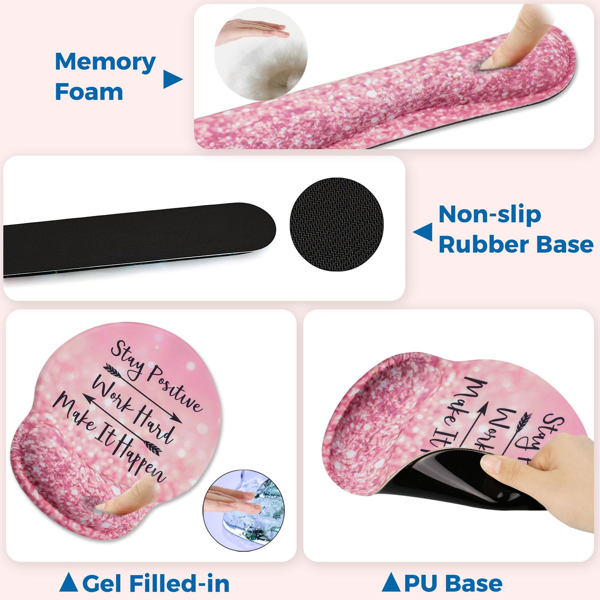 Wiabsi Mouse Pad and Keyboard Wrist Rest Support,Ergonomic Mouse Pad Set