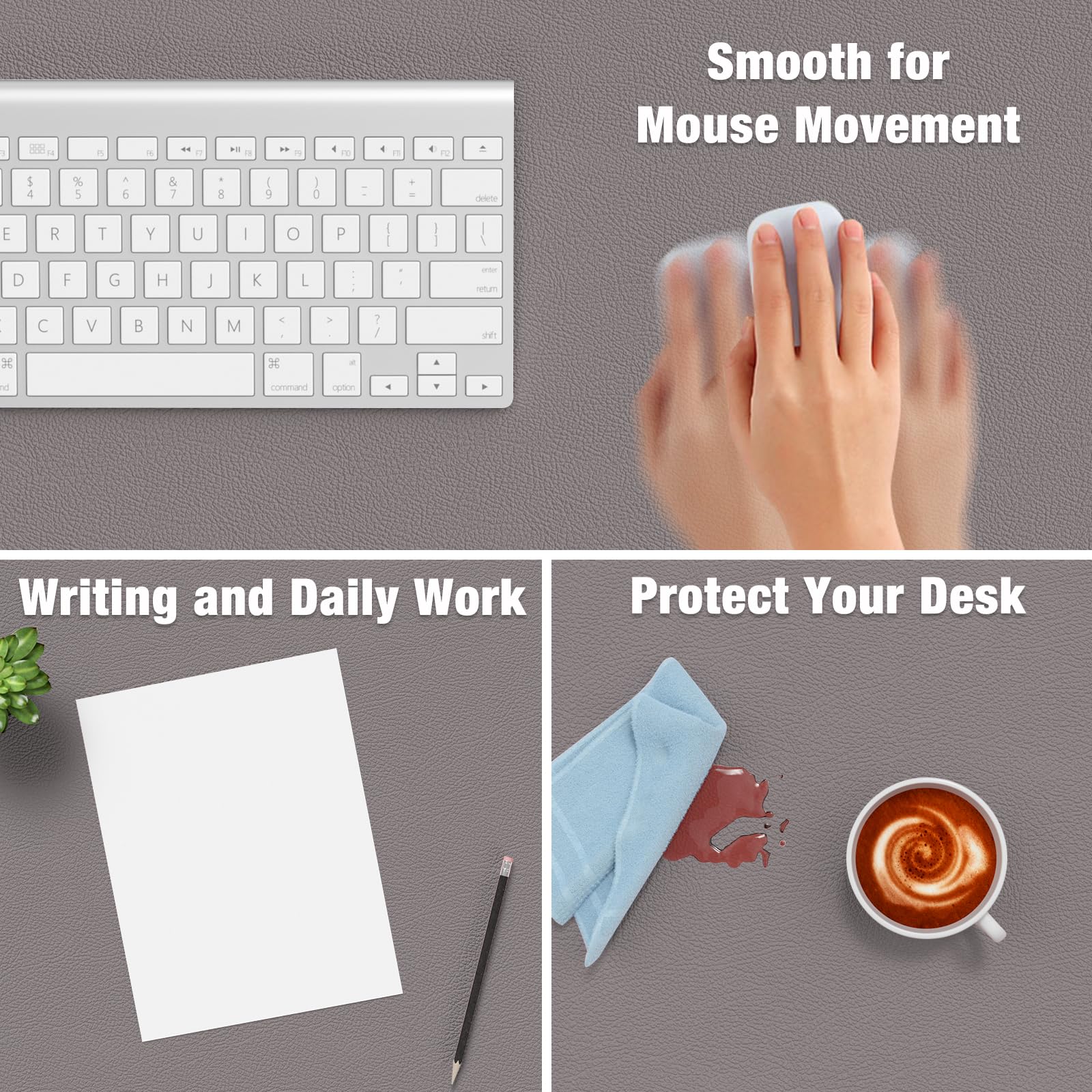 Hsurbtra Desk Pad, 35.5" x 17" PU Leather Desk Mat, XXL Extended Mouse Pad, Waterproof Desktop