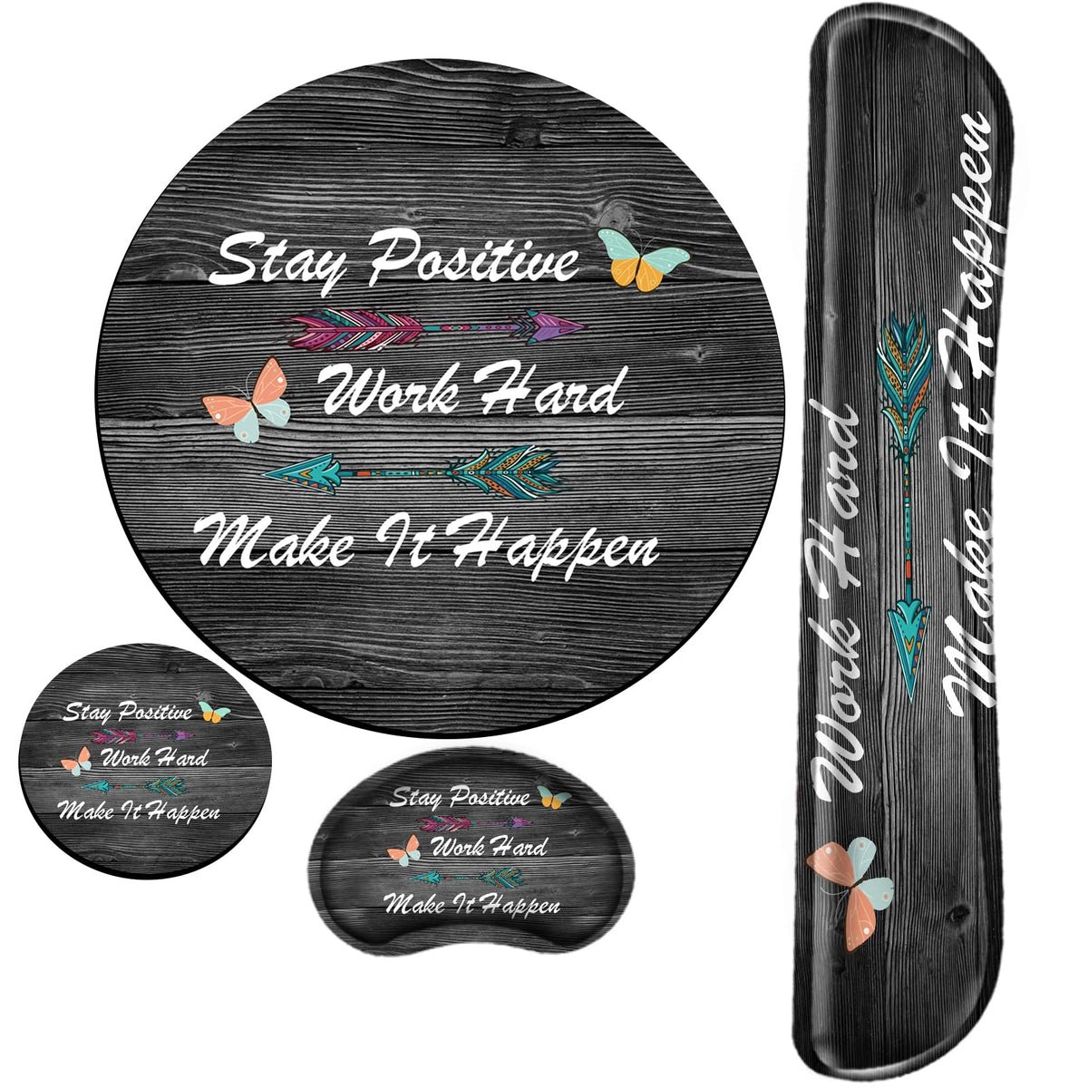 Stay Positive Mouse Pad with Wrist Support Inspirational Mousepad Memory Foam Keyboard Wrist Rest