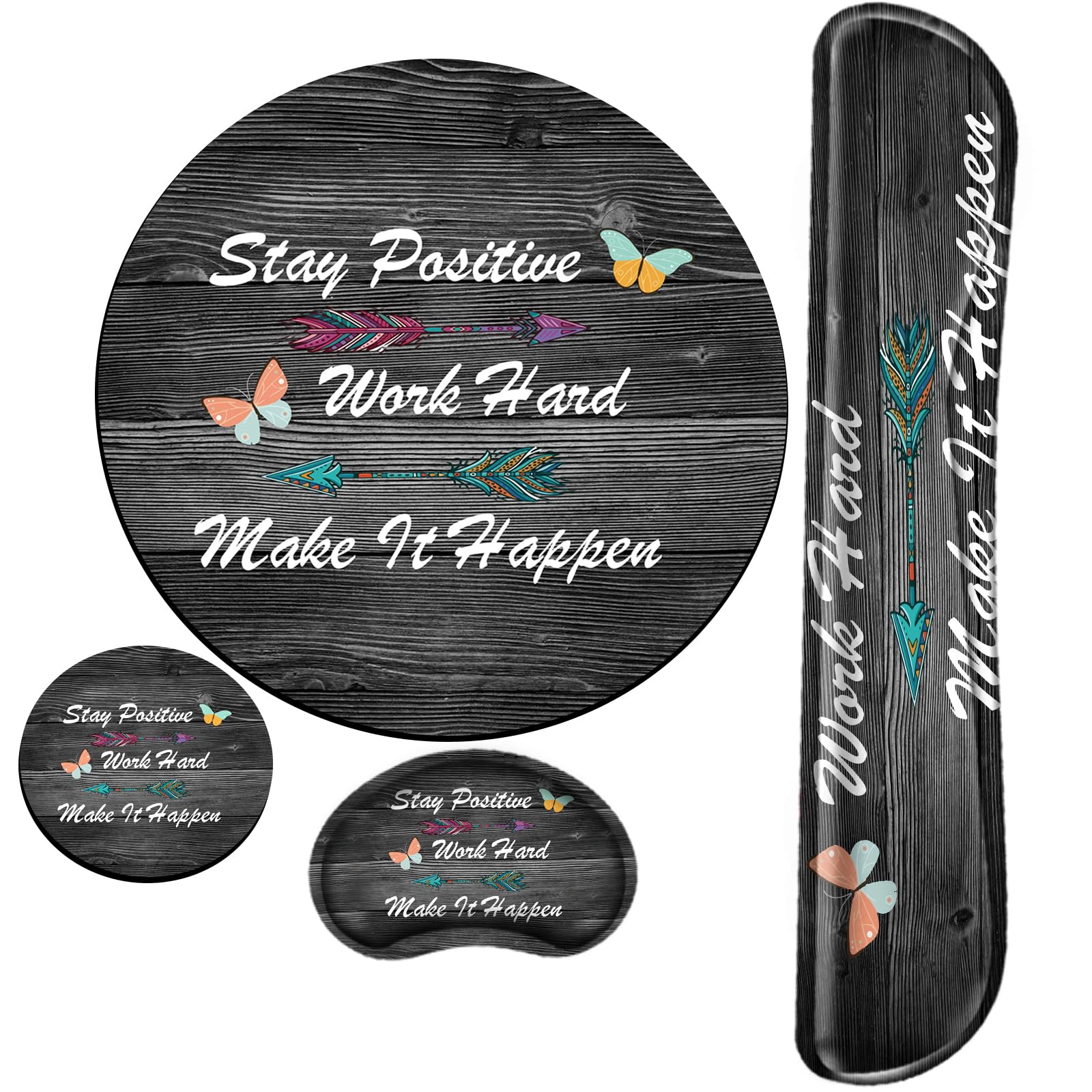 Stay Positive Mouse Pad with Wrist Support Inspirational Mousepad Memory Foam Keyboard Wrist Rest