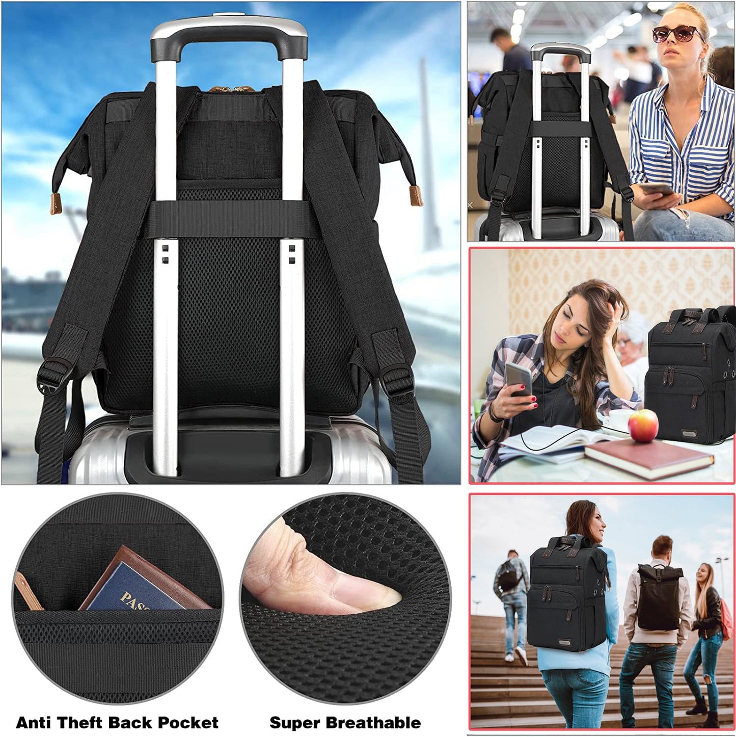 Knitting Bag Backpack Yarn Storage Organizer Travel Bag with USB Charging Port, Tote Bag Holder for