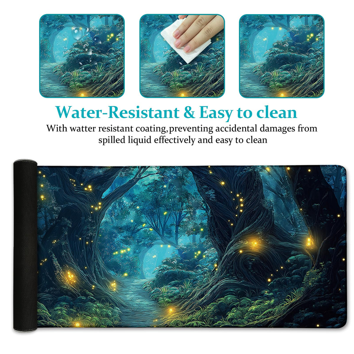 LIMKRIAN Firefly Forest Mouse Pad Large Desk Mat, Extra Large Gaming Computer Mousepad with