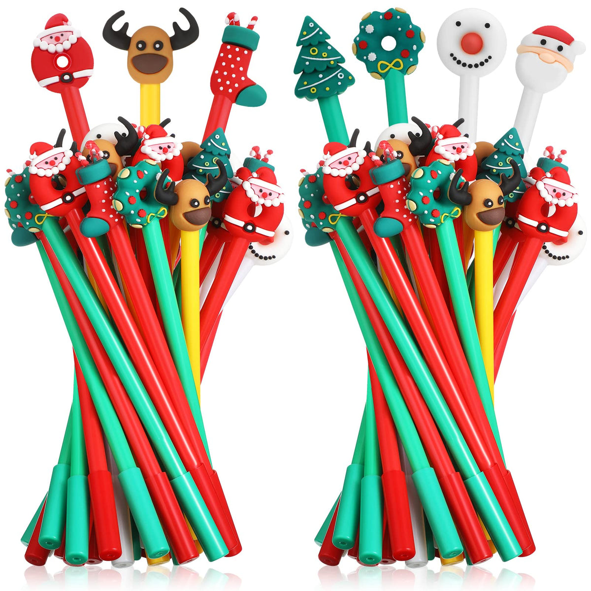 Zonon 200 Pieces Christmas Novelty Fun Gel Pen Bulk, 7 Styles, Black Ink