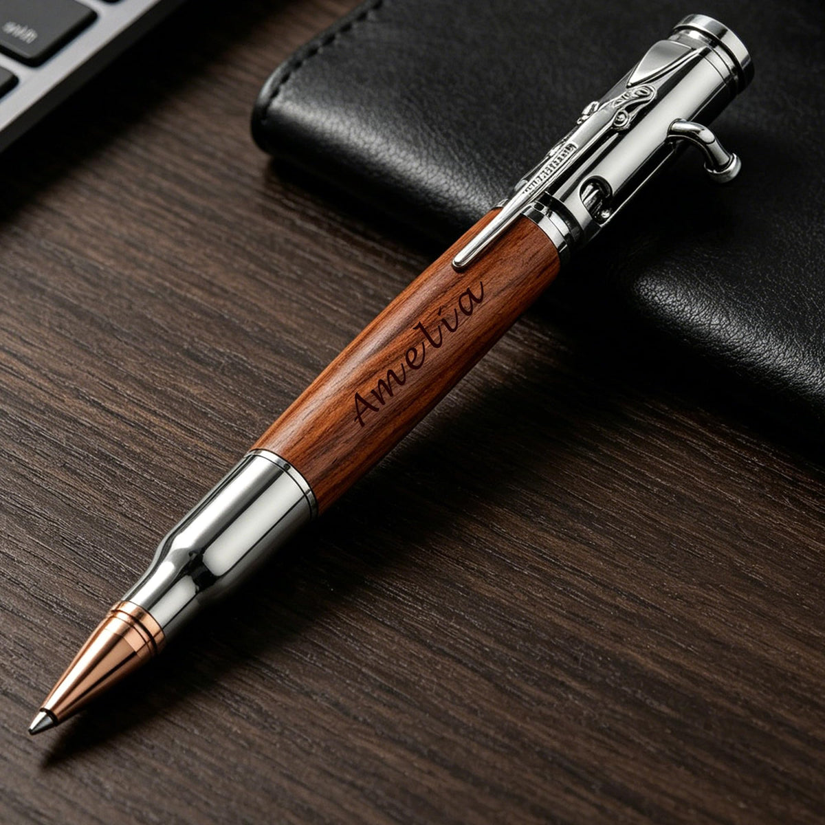 EDSG Personalized Bolt Action Pen, Engraved Metal Ballpoint Pens with Any Name, Bolt Bullet Pens