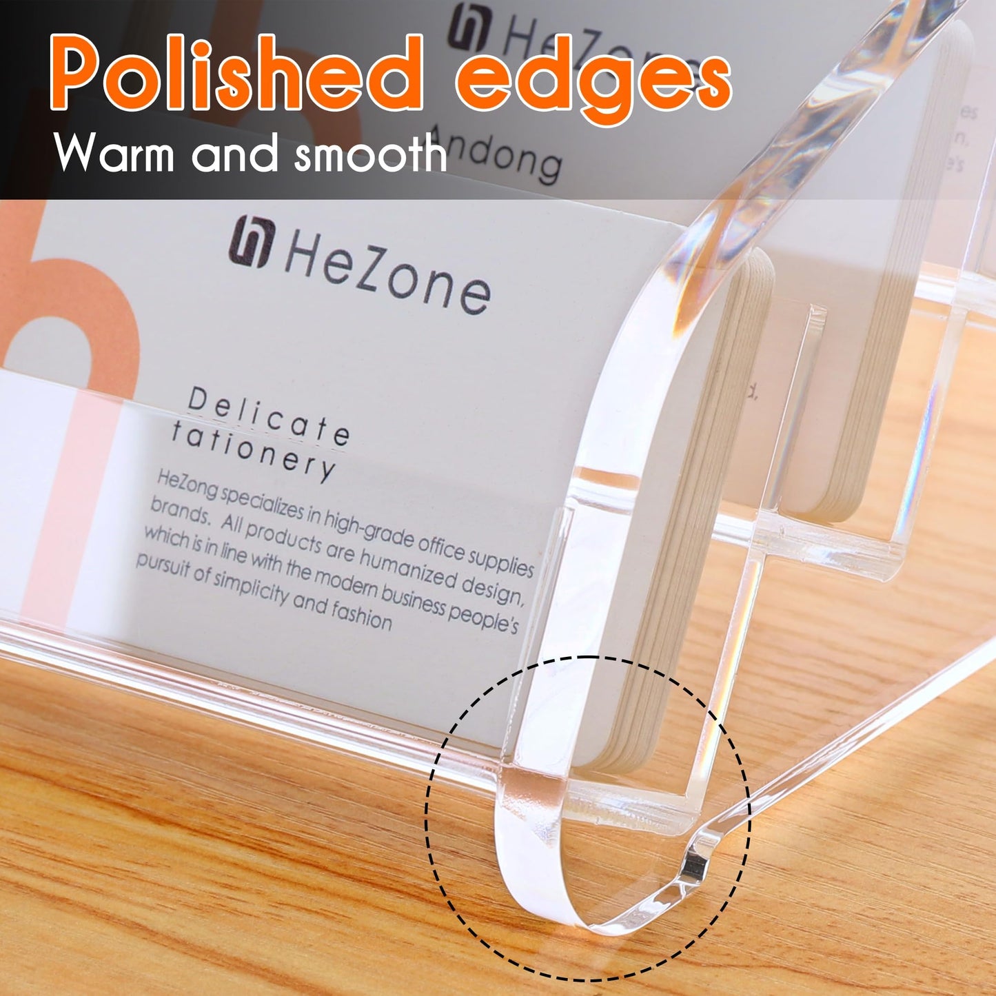 HeZone Business Card Holder for Desk Clear Acrylic Cards Stand Rack Multiple 8 slots 4 Tier