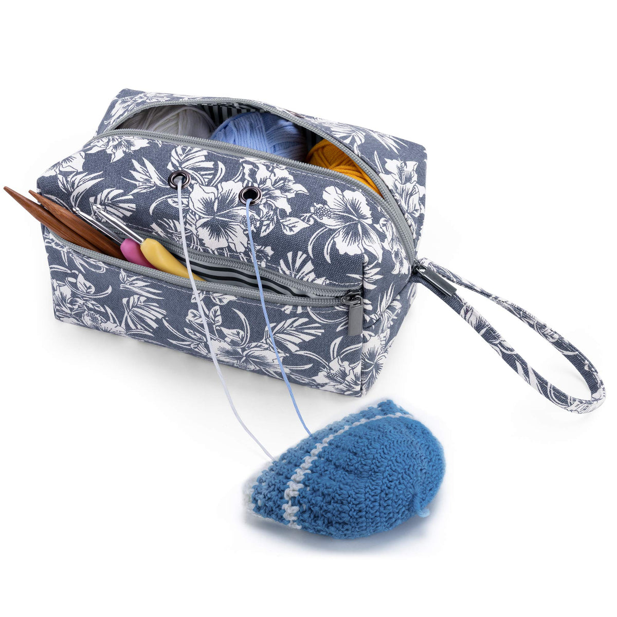 LUXJA Small Yarn Storage Bag for Yarn Skeins, Flowers