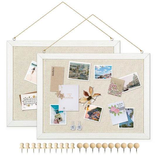 DOLLAR BOSS Double-Sided Bulletin Boards with Linen 16"x12" 2Pcs Cork Board