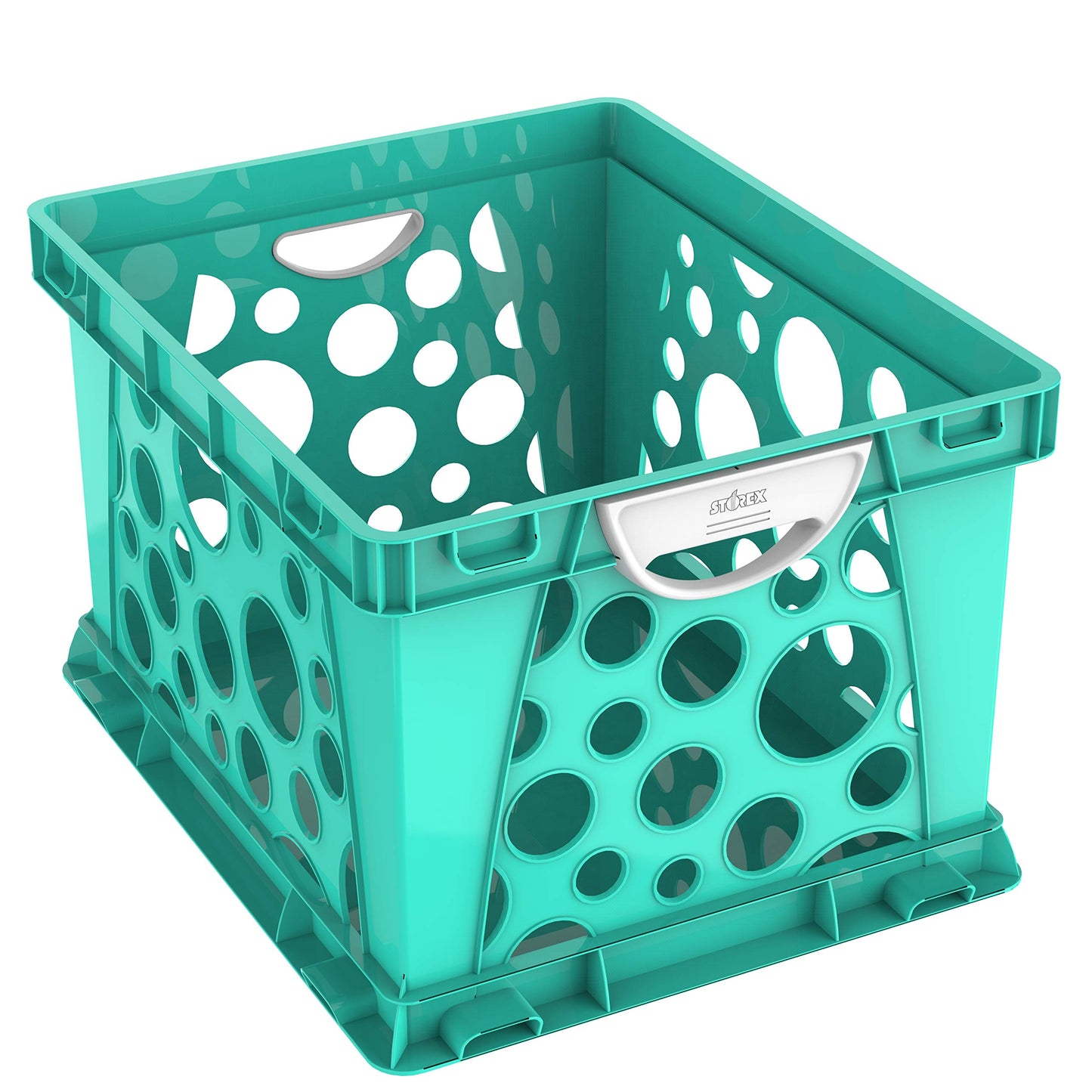 Storex Premium File Crate with Comfort Handles, 17.25 x 14.25 x 10.5 Inches, Teal (61694A03C)