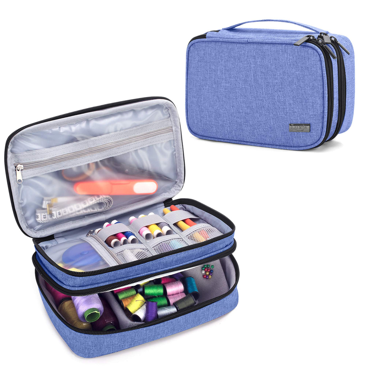Luxja Double-Layer Sewing Organizer, Dark Blue