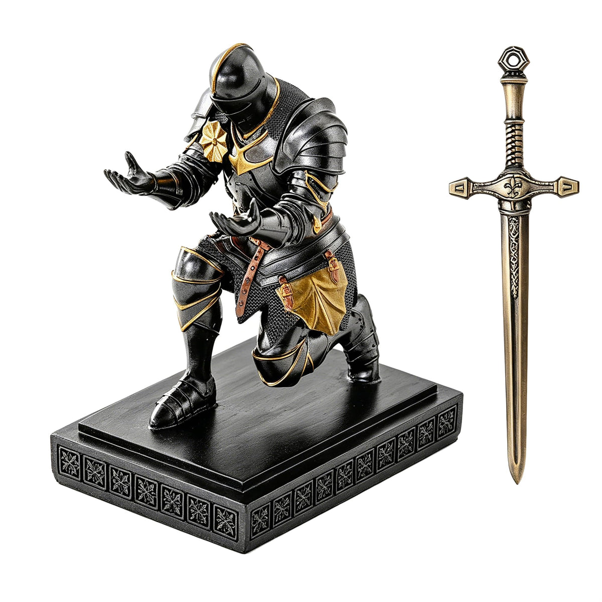 Medieval Warrior Knight Pen Holder Fun Desk Accessories Paperweight Iron