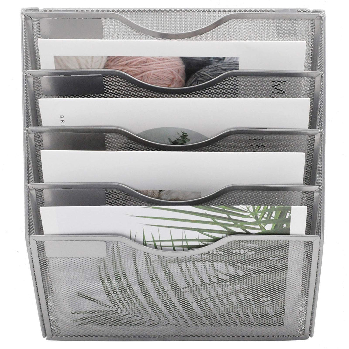 EASEPRES 5 Pocket Mesh Hanging Wall File Organizer, Wall Mounted Mail Paper Document Folder Holder