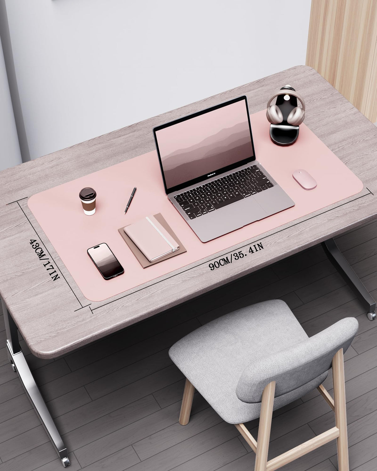 YSAGi Double-Sided Desk Pad, 35.4"x17"Leather Desk Mat, Eco Cork Desk Pad Protector,Large Mouse