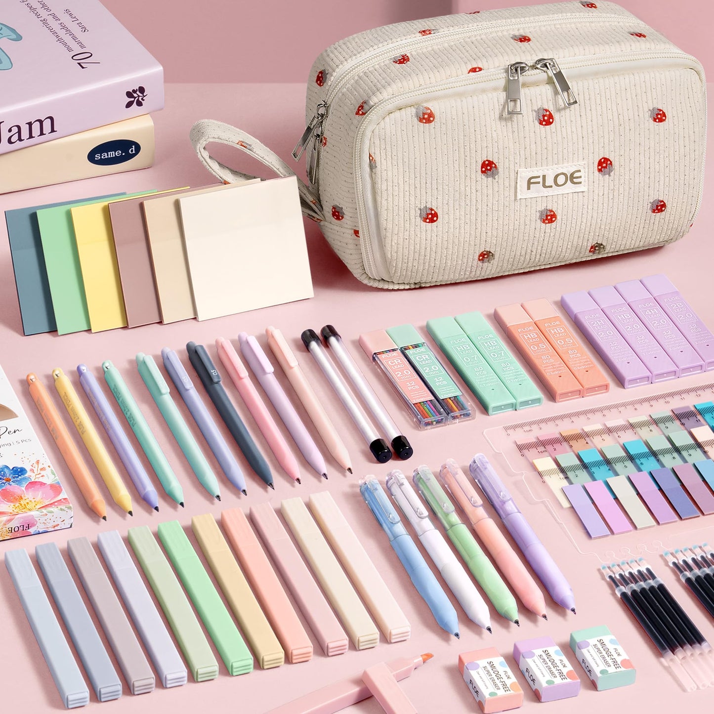 62PCS Aesthetic School Supplies Cute Back to School Supplies Stationary Set