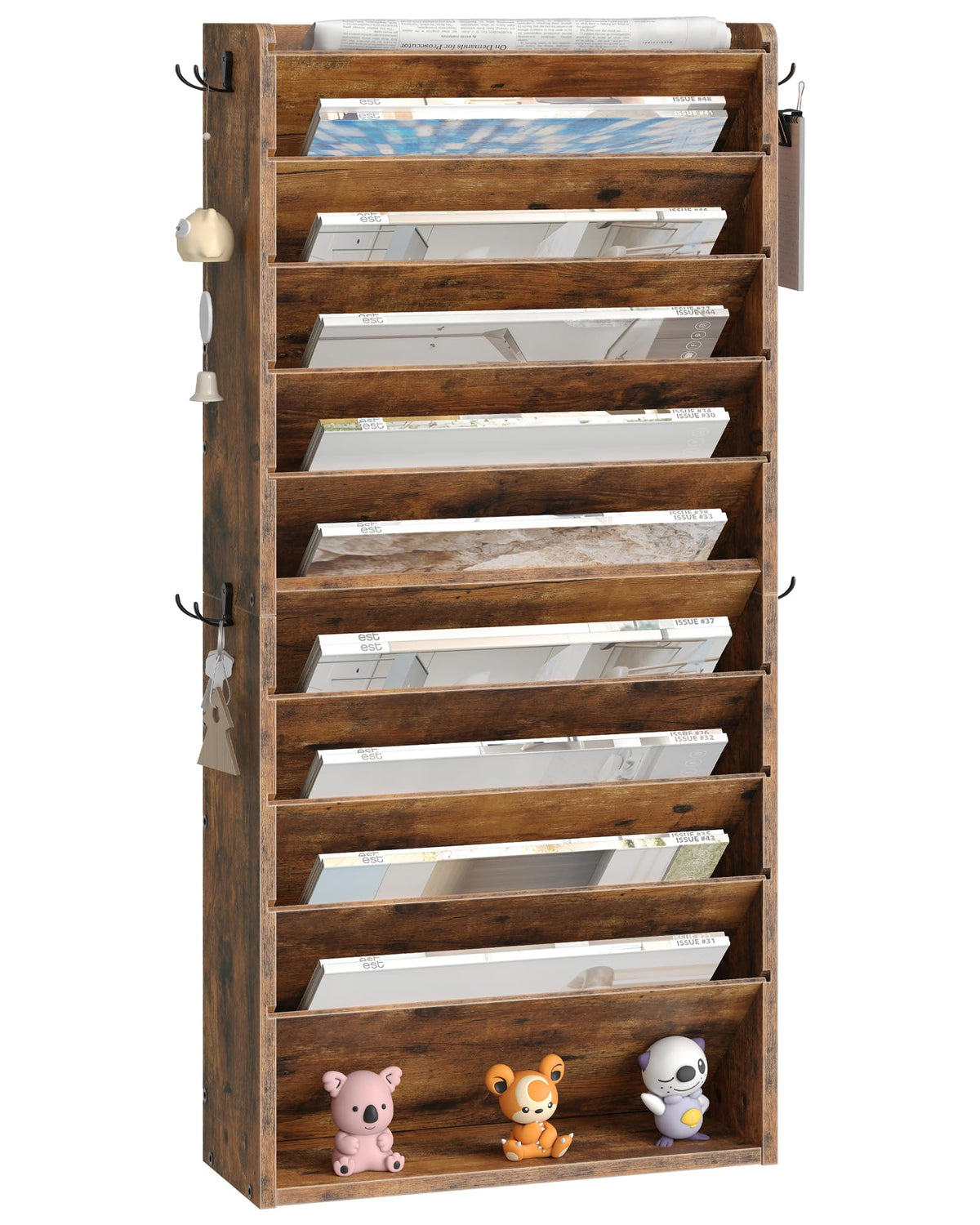 CHOEZON Wall File Organizer, 10-Tier Hanging Mail Organizer, Wall Mount File Holder with 4 Side