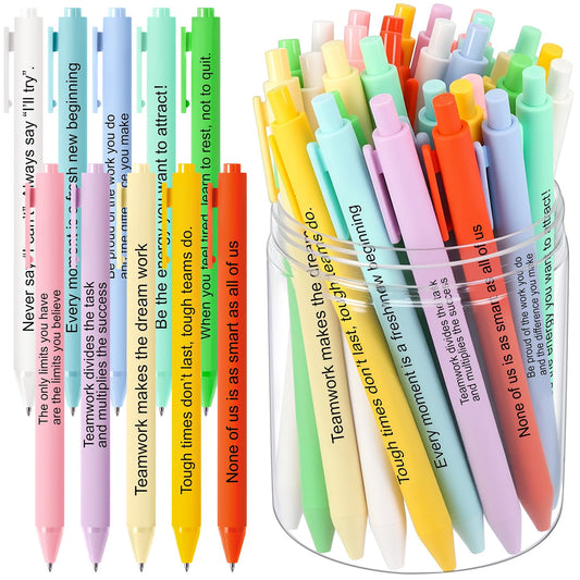 Crtiin 50 Pcs Inspirational Pens Bulk Delicate Colors, Team Motivation