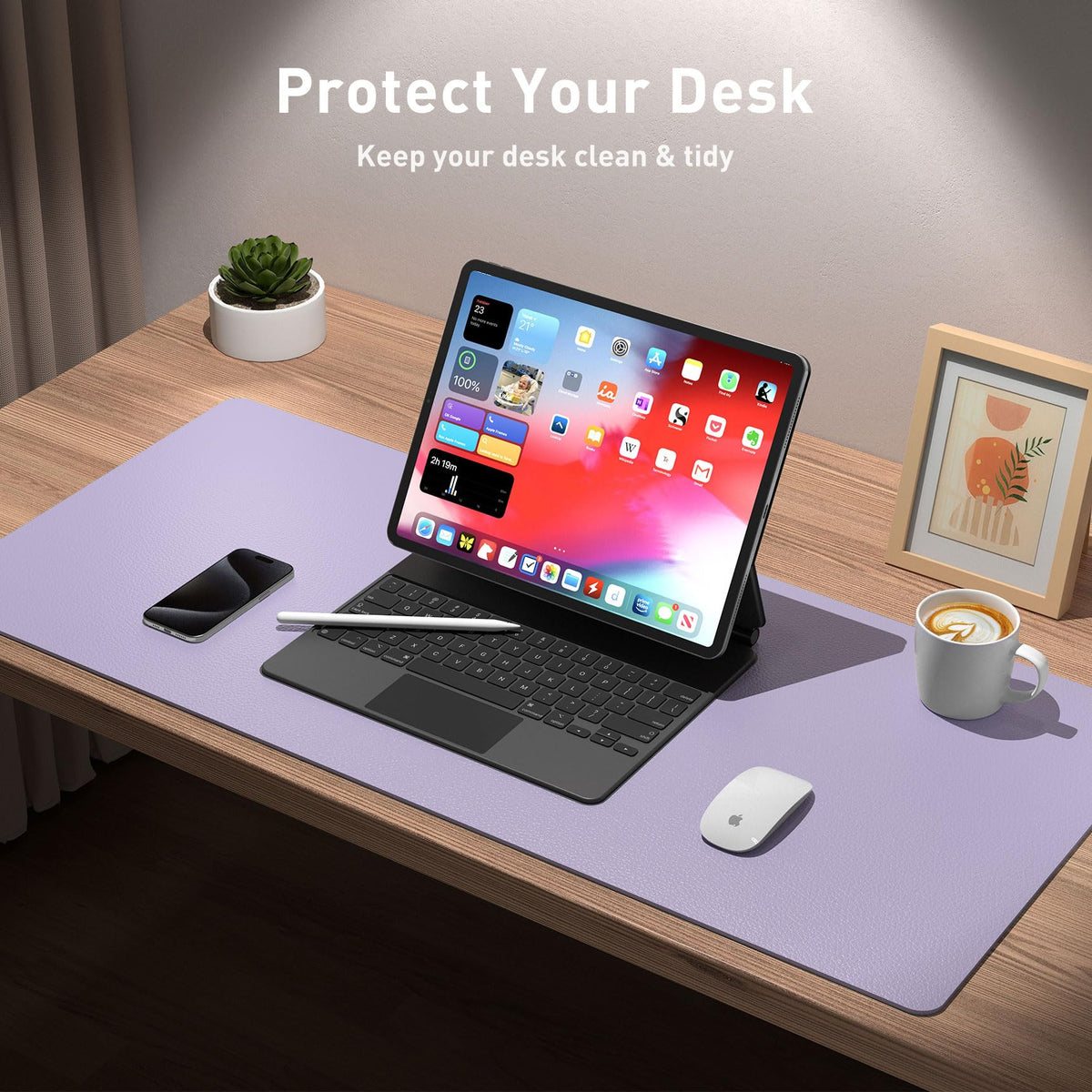 Leather Desk Pad Protector, Mouse Pad, Office Desk Mat, Non-Slip PU Leather Desk Blotter, Laptop