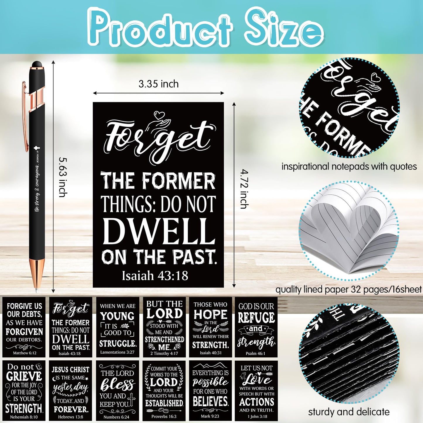 Estune 72 Pcs Bible Gifts Set Bulk,Christian Notebook Pen Keychain,Classic