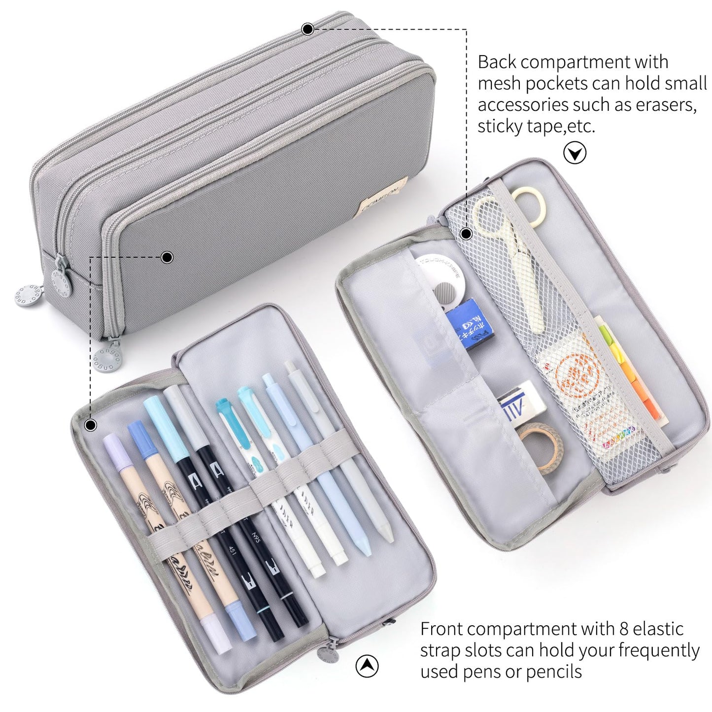 CICIMELON Large Capacity Pencil Case 3 Compartment Pouch Pen Bag for School Teen Girl Boy Men Women