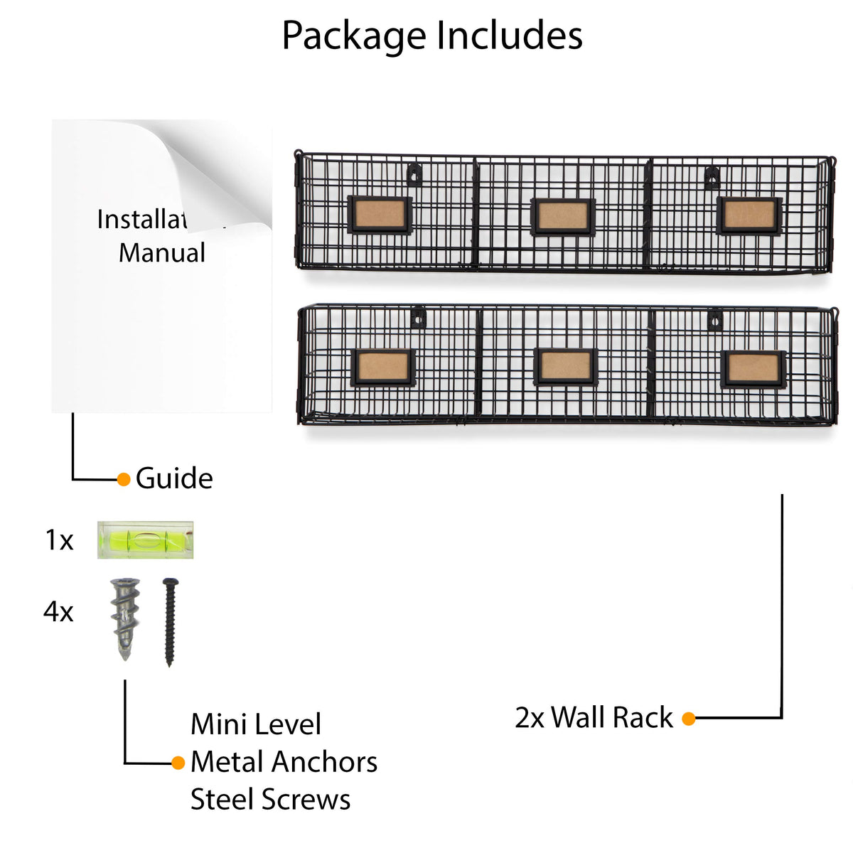 Wall35 Amalfi Hanging File Folders Office Desk Organizer Wall Mount Wire Basket Storage Magazine