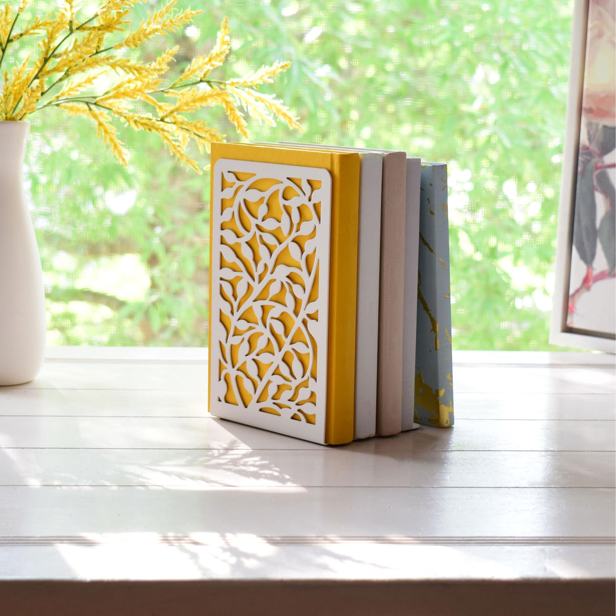 CNK Infinite Leaves Bookends - Metal Set of 2 for Heavy Books, Home Office & Decorative Book