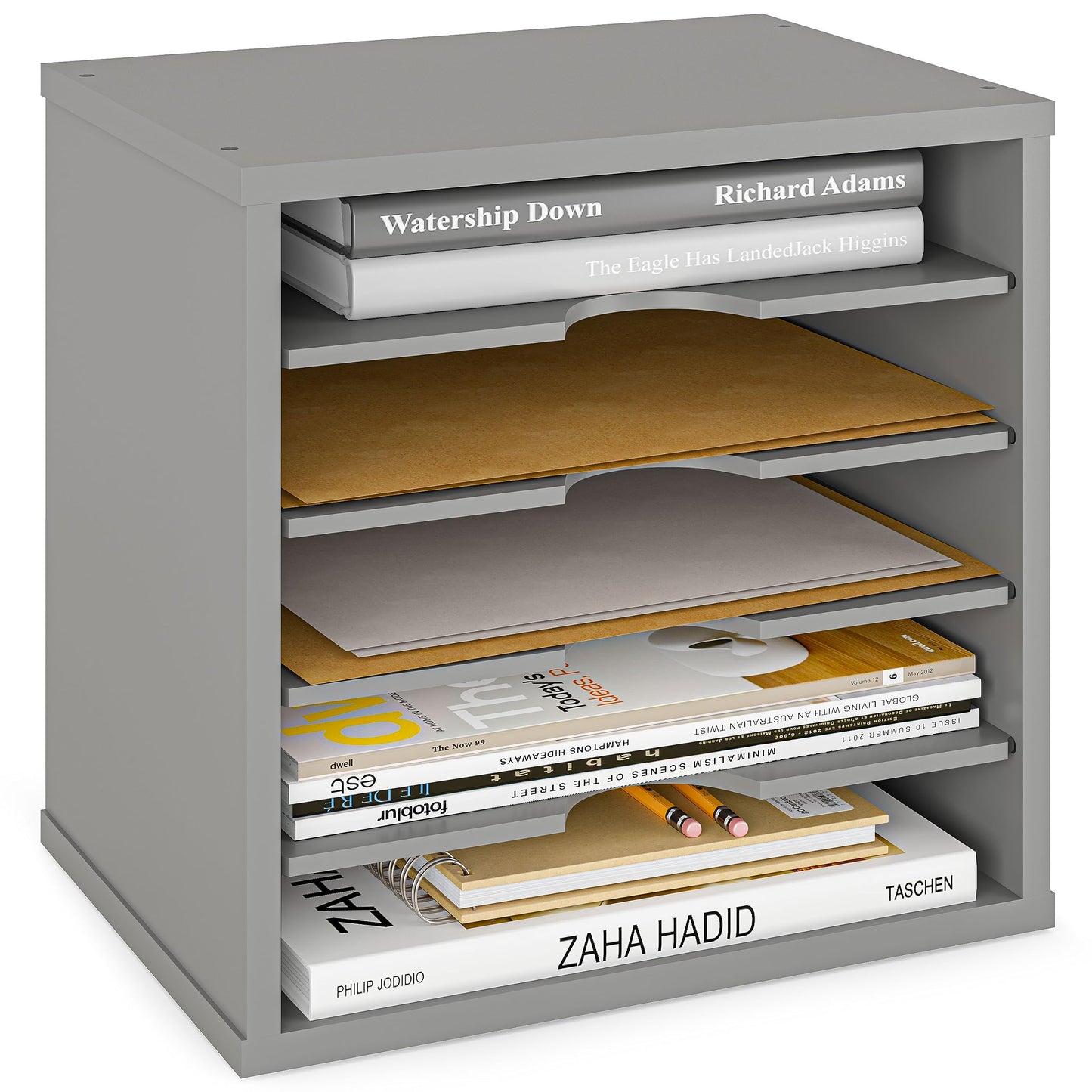 Ballucci 5-Tier File Organizer for Desk, Wooden Mail Sorter, Office Desk Organization, Paper