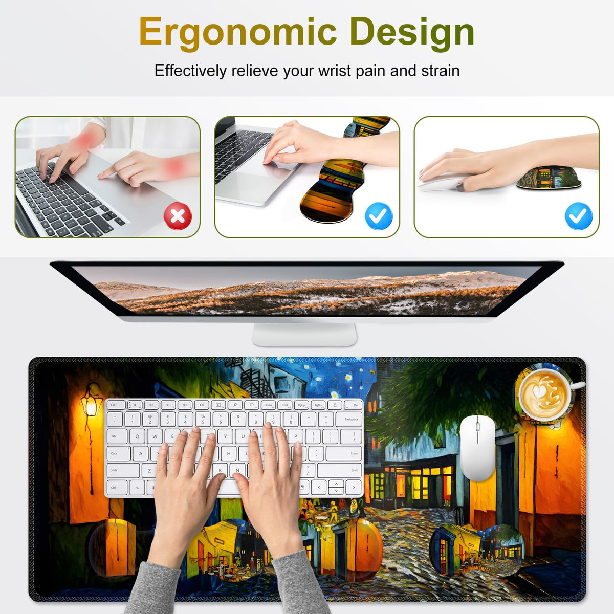 NXZGO Desk Mat Gaming Mouse Pad, Cute Desk Matt Keyboard Wrist Rest for Desktop, Anti-Slip Mousepad