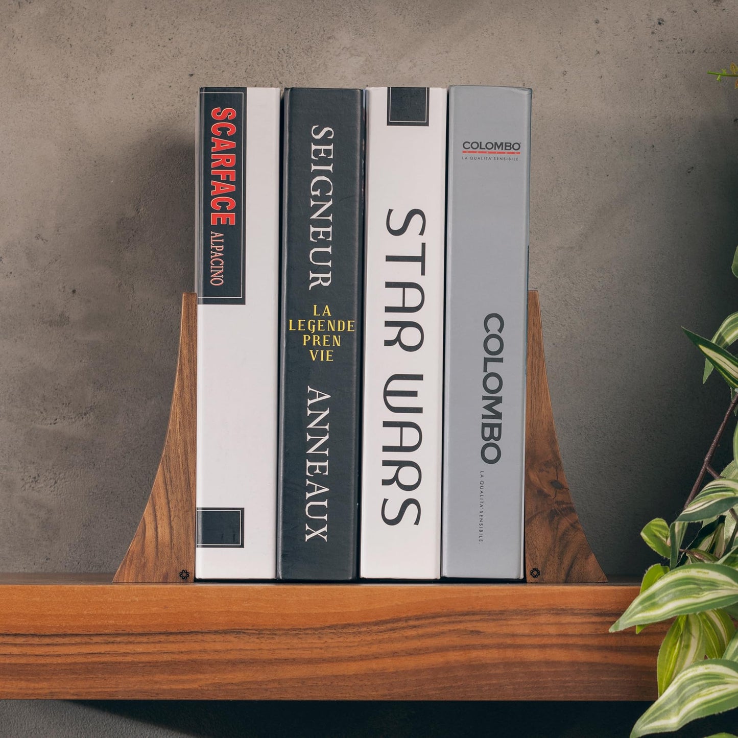 TILISMA Bookends for Heavy Books – Walnut Wood Book Ends for Shelves – Heavy Duty Bookends to Hold