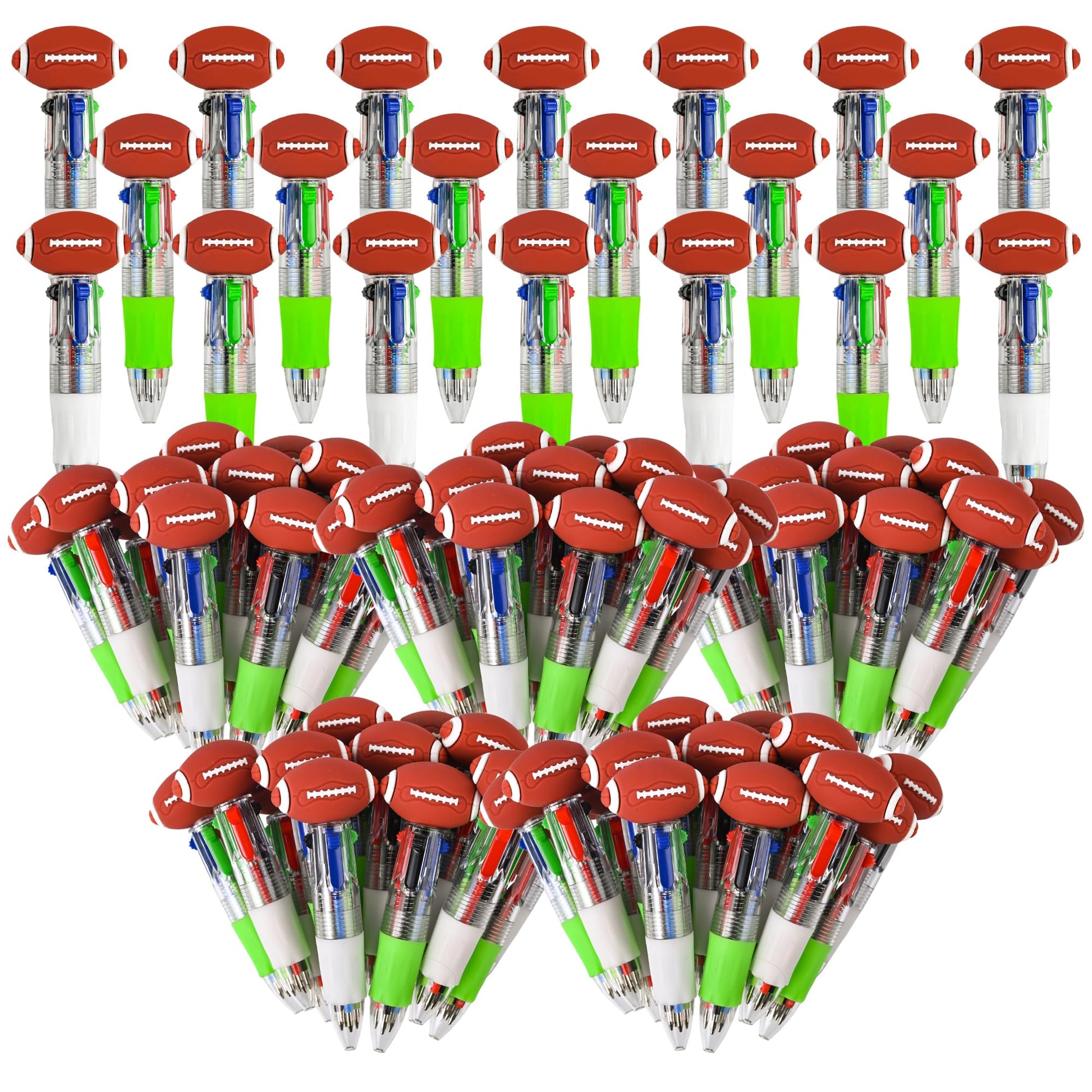 LiYiQ 100 Pcs Football Party Favor Multicolor Pen in One Cartoon Cute Fun 4-in-1 Cute Pens Bulk