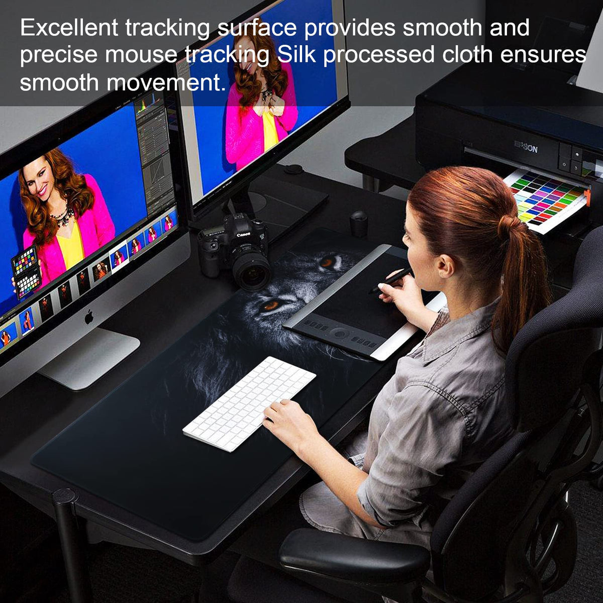 Jahosin Large Gaming Mouse Pad with Stitched Edges,[35.4x15.7In] Extended Mouse Pad with Non-Slip