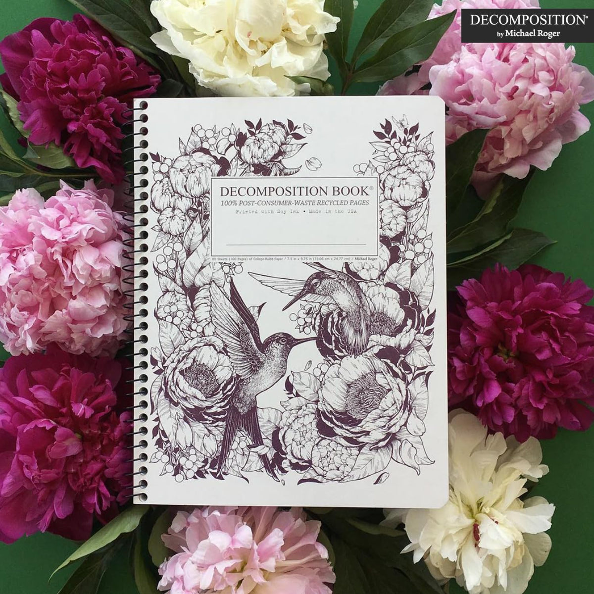 Decomposition Hummingbirds College Ruled Spiral Notebook - 9.75 x 7.5 Journal with 160 Lined Pages