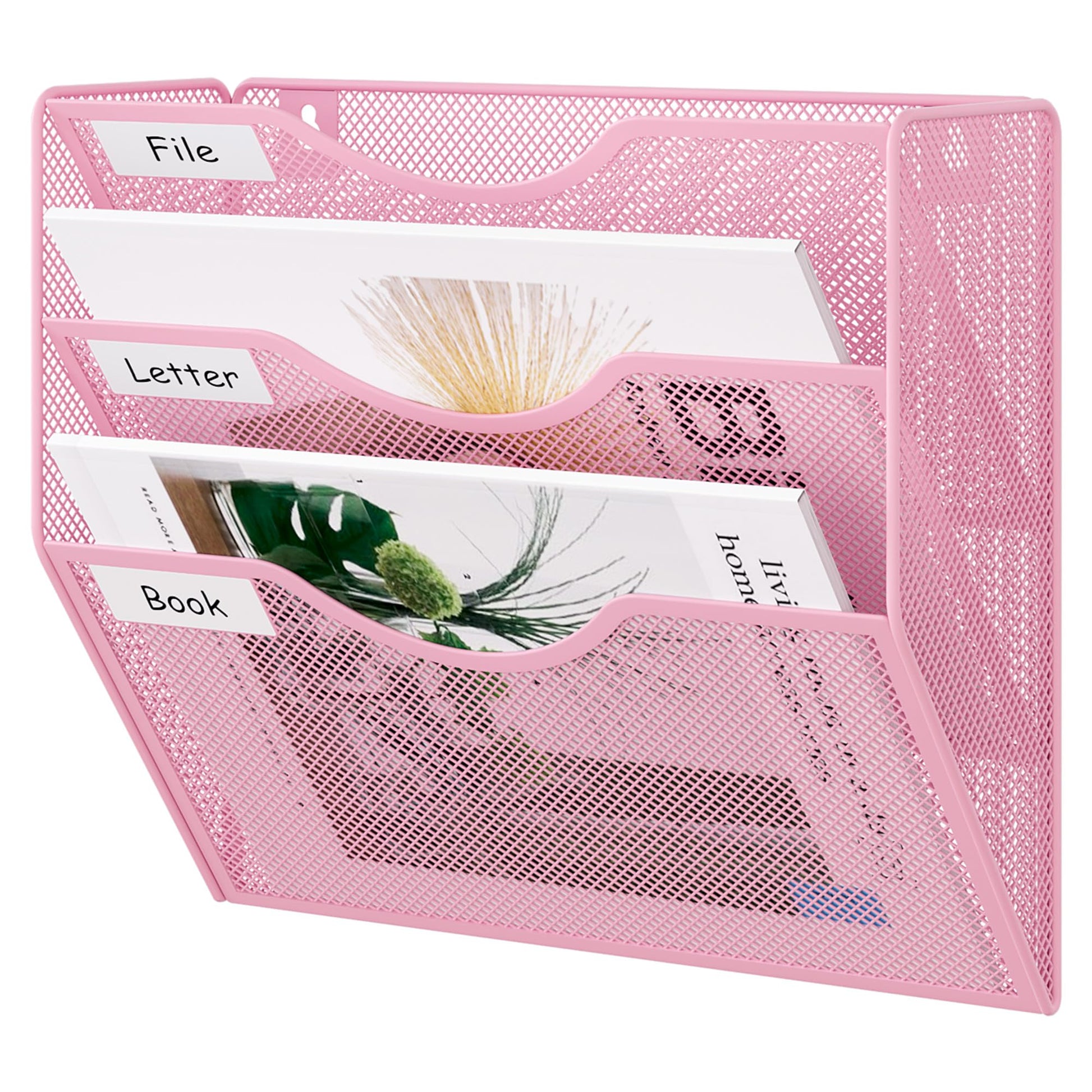 EasyPAG 3 Pocket Mesh Wall File Organizer, Hanging Paper Folder Holder with Classify Label