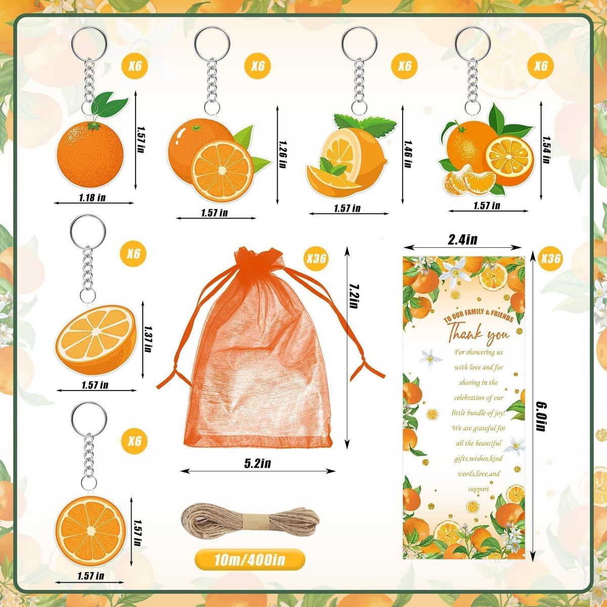 EYNDYN 145 Pieces Little Cutie Baby Shower Favors for Guest Orange Ballpoint Pens and Keychains