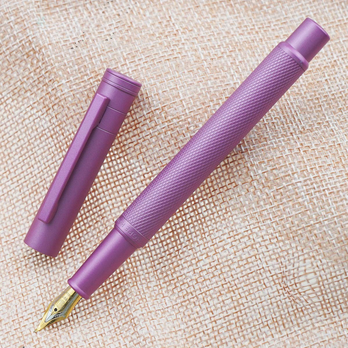 Asvine Pink Forest Fountain Pen Bent Nib, Classic Design with Converter and Metal Pen Case, The