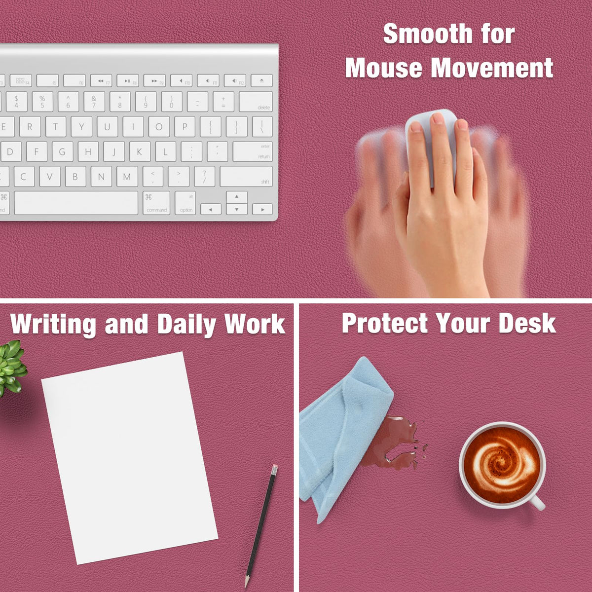 Hsurbtra Desk Pad, 35.5" x 17" PU Leather Desk Mat, XXL Extended Mouse Pad, Waterproof Desktop