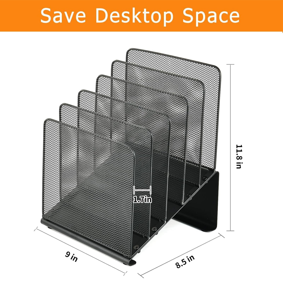 LEKETREE File Organizer for Desk, File Folder Organizer with 5-Section Vertical Rack, Suitable for