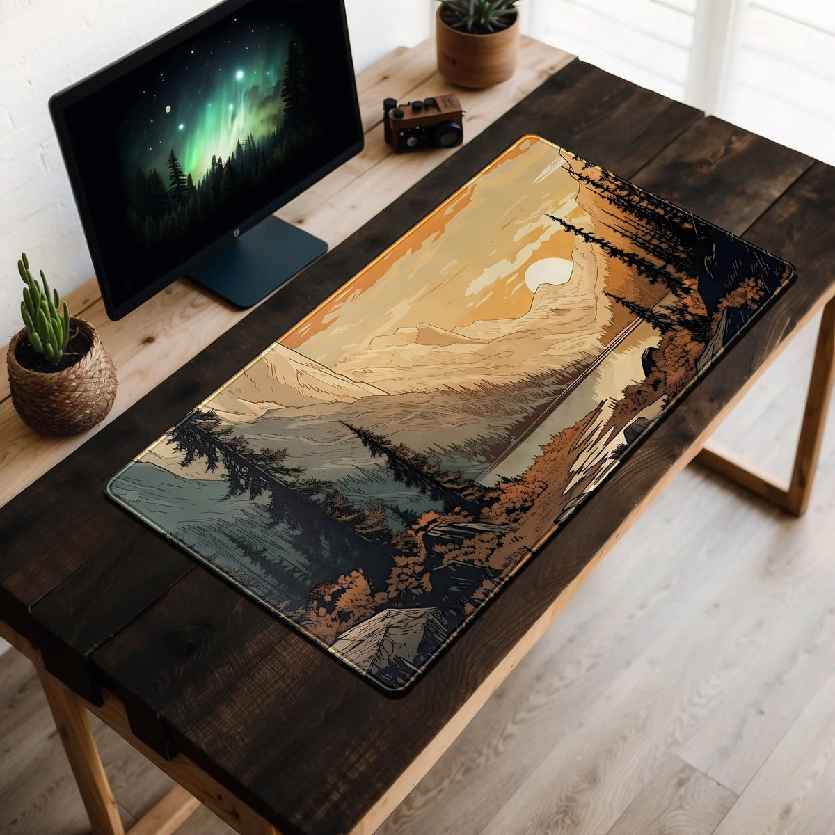 Sunset Mountains Desk Mat Aesthetic Large Mouse Pad XXL Extended Gaming Mousepad Nature Landscape