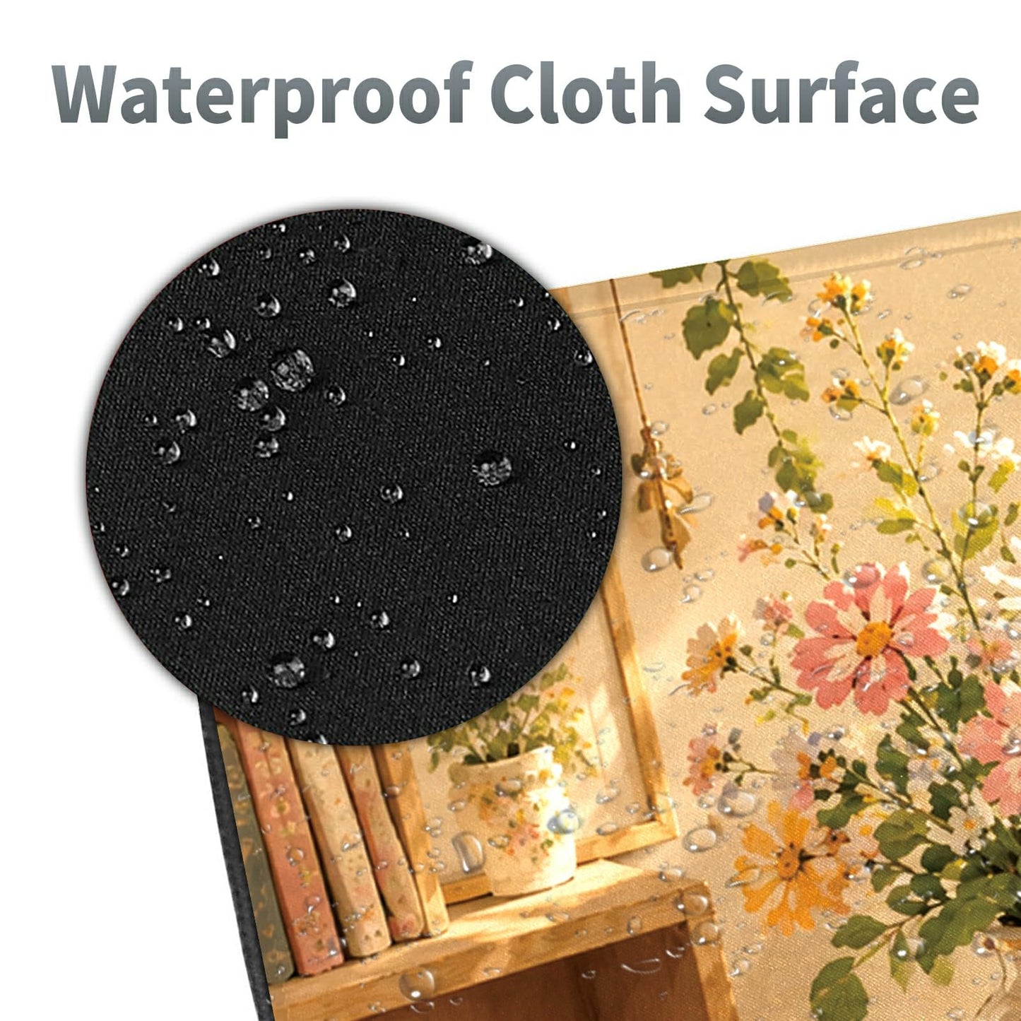 Floral Art Cats Large Mouse Pad, 31.5 x 11.8 in Extended Desk Mat