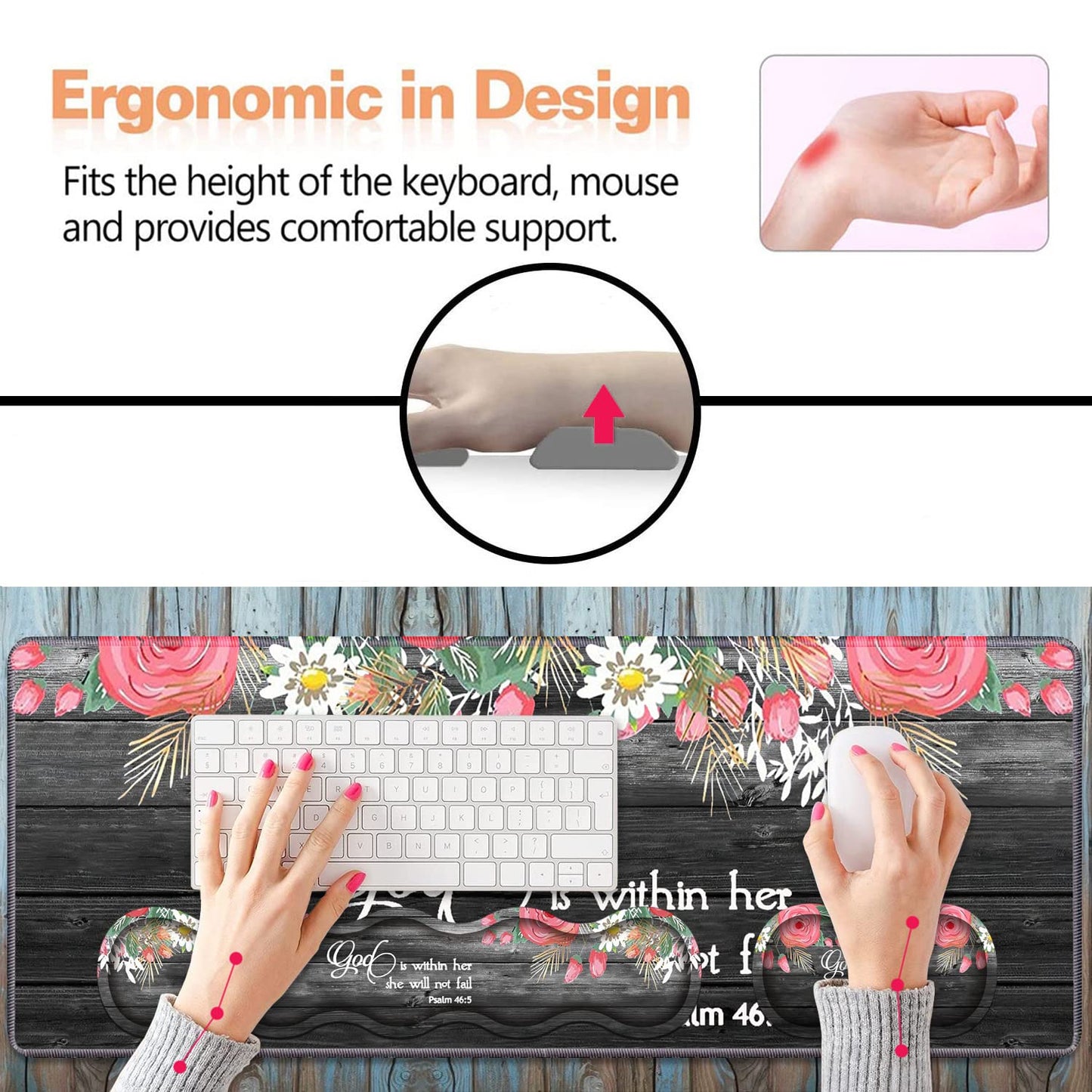 Ergonomic Keyboard Wrist Rest & Mouse Pad Wrist Rest Set,Large XXL Gaming Desk Mat 31.5"x