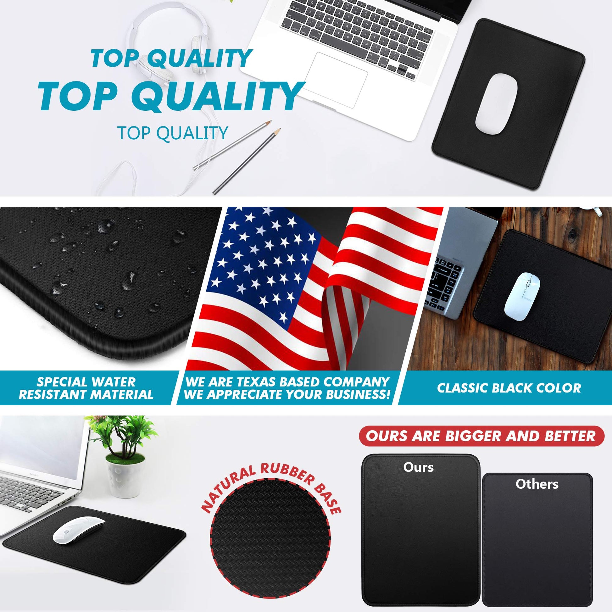 TONOS Mouse Pads 8 3/4 x 11 in with Stitched Edges and Non-Slip Rubber Base, Premium Textured Mouse