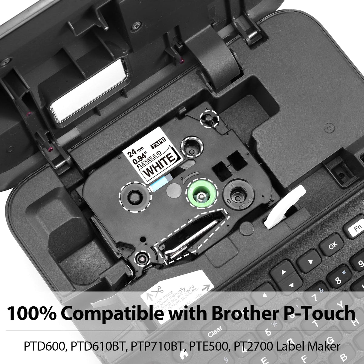 Label KINGDOM TZe-FX251 1" Flexible-ID Tape Compatible with Brother Ptouch
