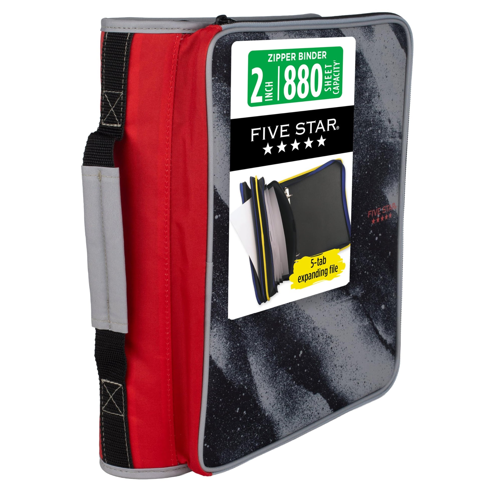 Five Star Zipper Binder 2 Inch O-Rings Case Organiser with Multi-Access and 5-Tab Expanding File