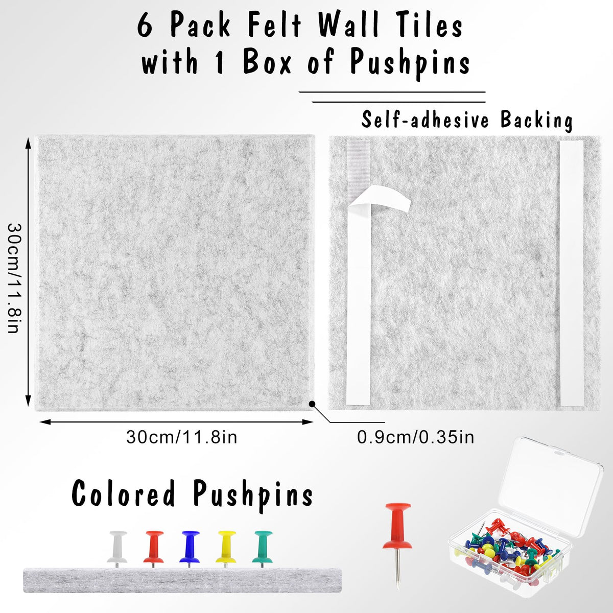 Large Cork Board 36" x 24", 6 Pack Felt Bulletin Board, Pin Boards