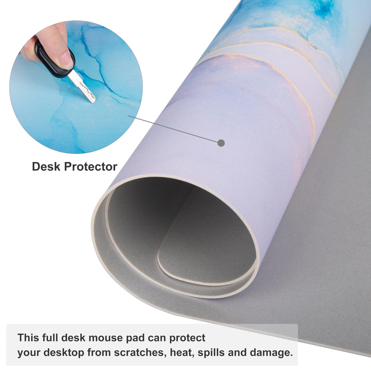 QIYI PU Leather Large Mouse Pad, Waterproof Desk Mat, 31.5" x 11.8", Fluid